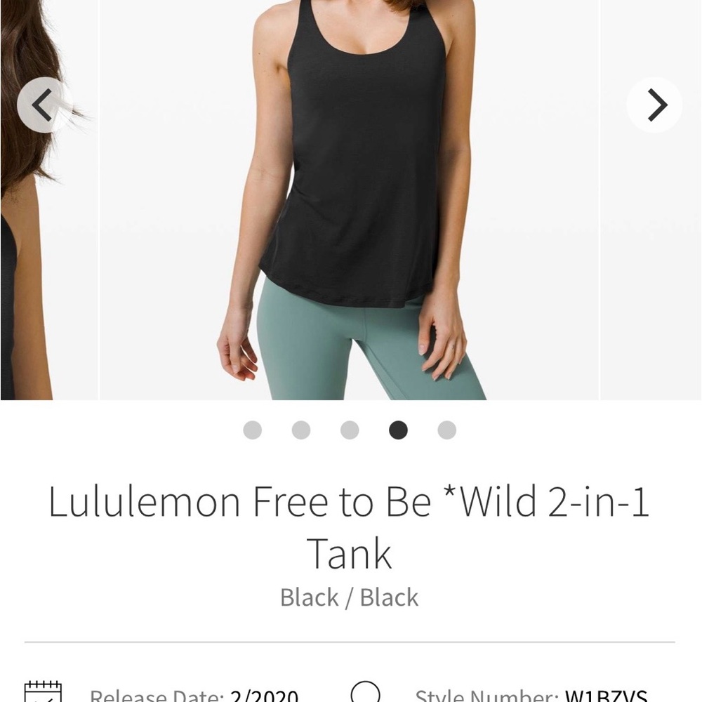 lululemon Athletica Black 2-in-1 Tank Top size S/M built in bra